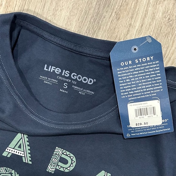 NWT Life is Good Papa Bear Graphic Crusher Tee T-Shirt Navy 100% Cotton Size S - Picture 4 of 7